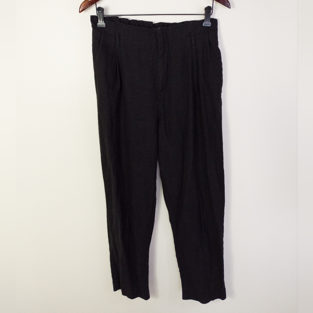 Calliope Linen Blend High Rise Pants Black Medium